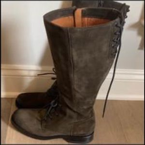 Womens Army Green Suede Boots.Size 8.Immaculate